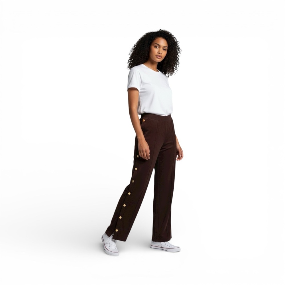 Brown Knit Sweater & Pants Set | Button Detail | Elastic Waist - Picture 6 of 6